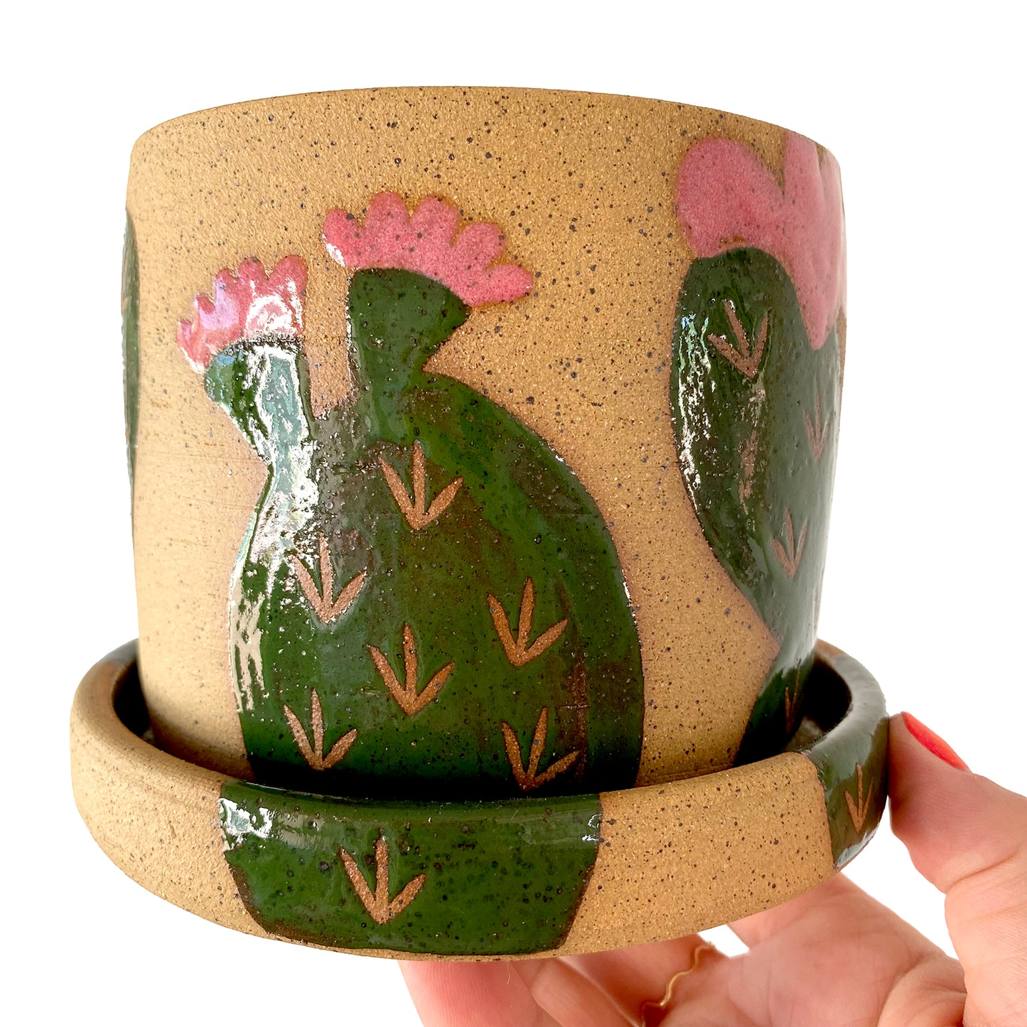 Prickly Pear Planter Set - GREEN