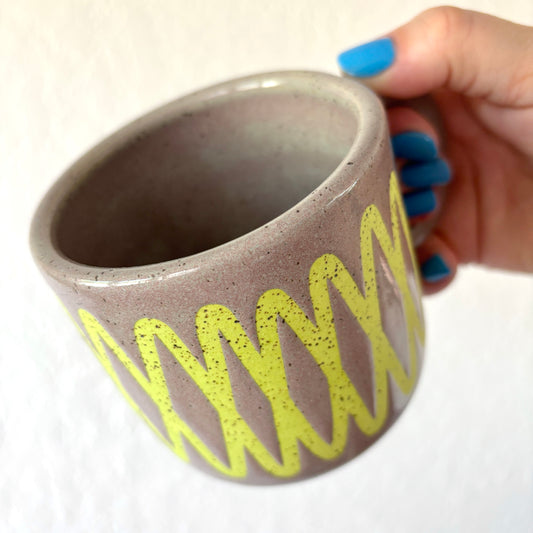 Crisscross Mug - Gray&Chartreuse