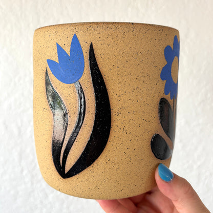 Blockprint Flower Utensil Crock