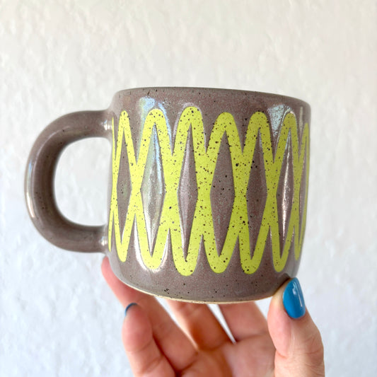 Crisscross Mug - Gray&Chartreuse