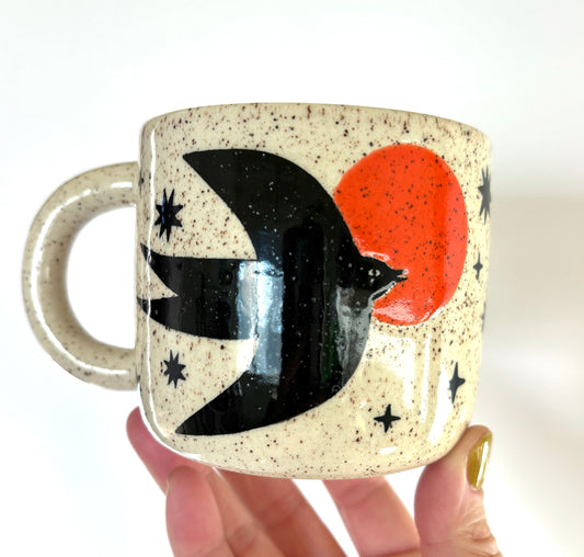Celestial Bird Mug RED