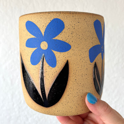 Blockprint Flower Utensil Crock