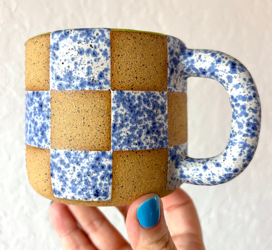 Checkers Mug - Speckled Blue