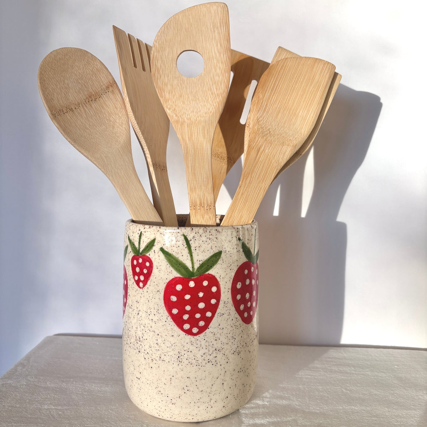 Strawberries Vase/Utensil Crock