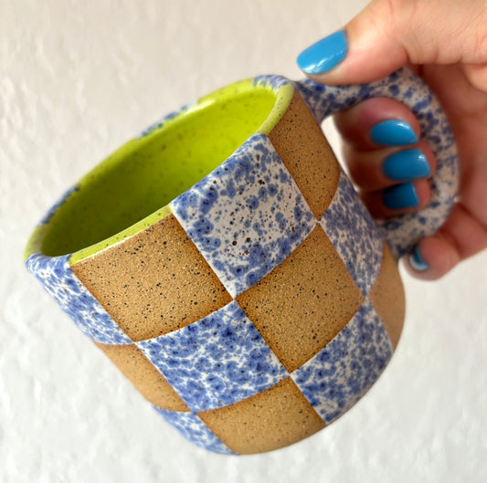 Checkers Mug - Speckled Blue