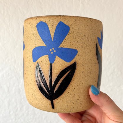 Blockprint Flower Utensil Crock