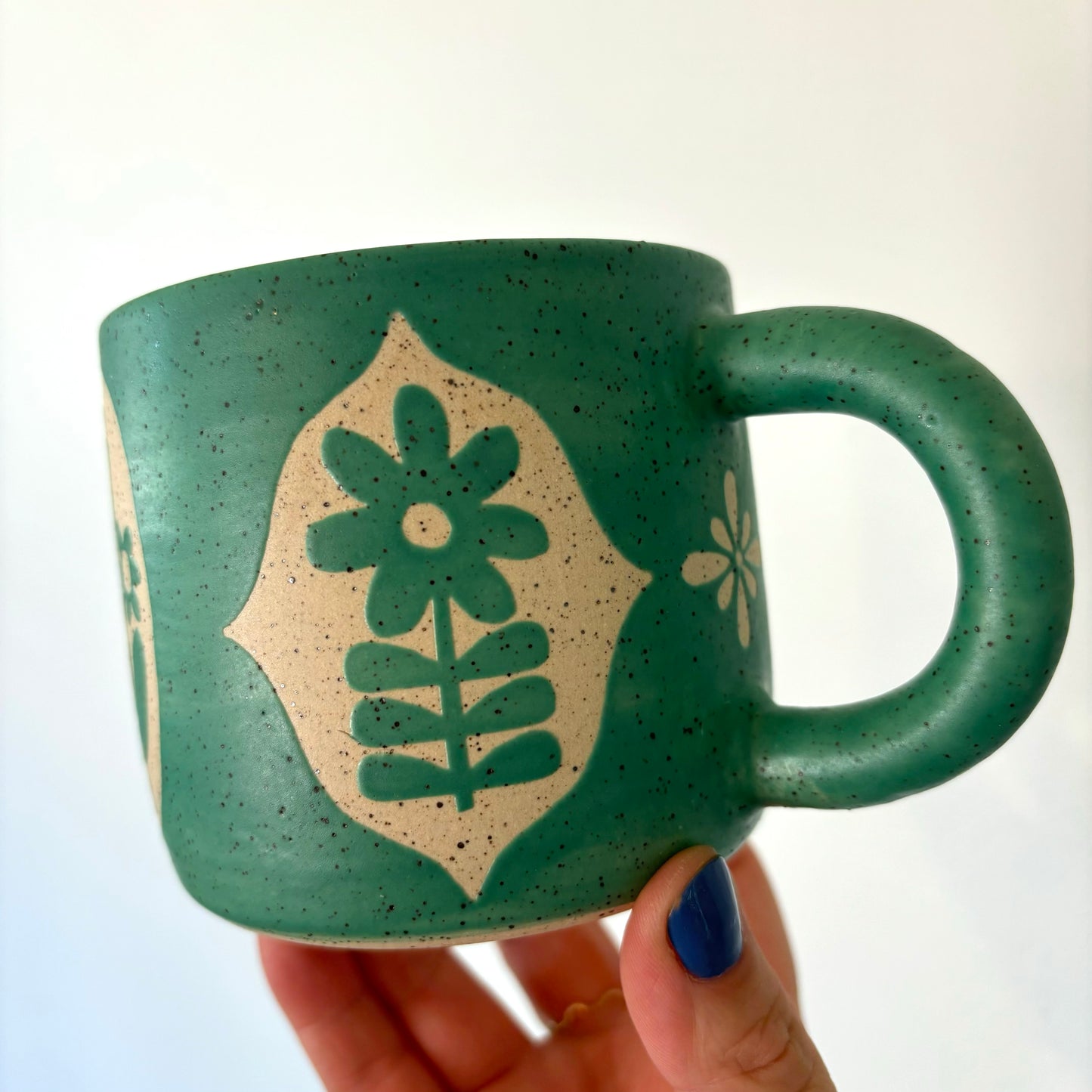 Folk Flower Mug - TEAL