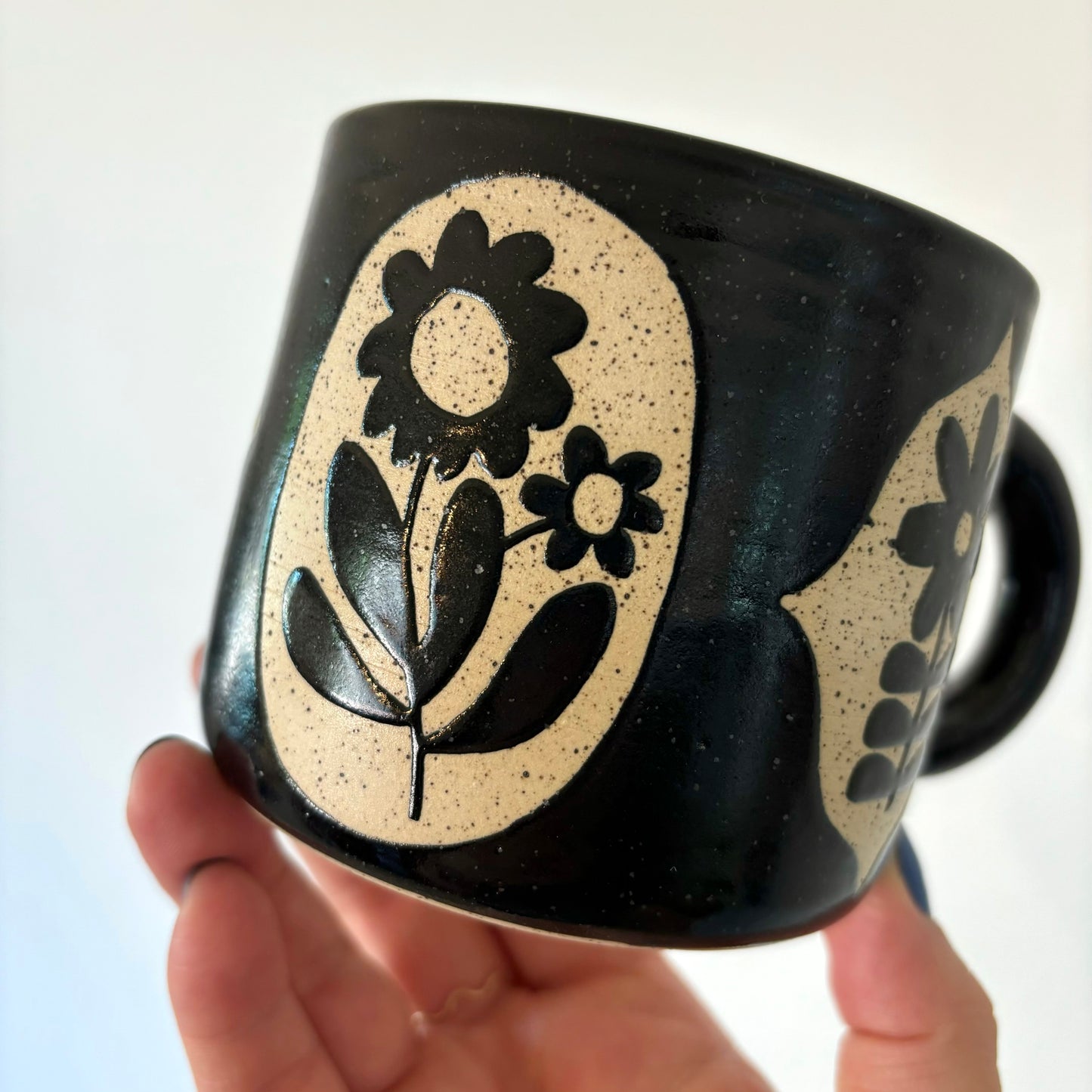 Folk Flower Mug - BLACK